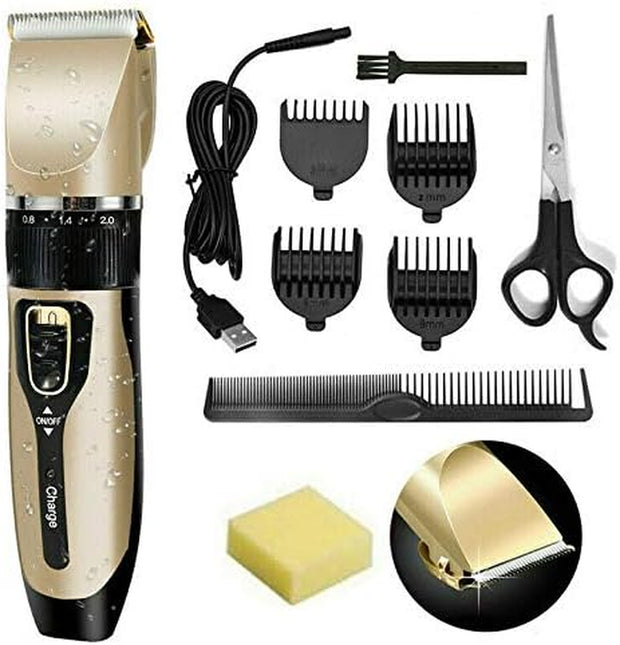 Professional Cordless Hair Clippers & Trimmer Set – 9-Piece Washable Beard & Hair Grooming Kit for Men