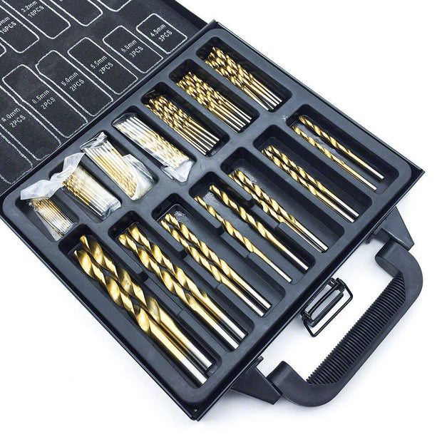 Premium 99PCS HSS Titanium Coated Drill Bit Set - Perfect for Metal, Wood & Plastic!