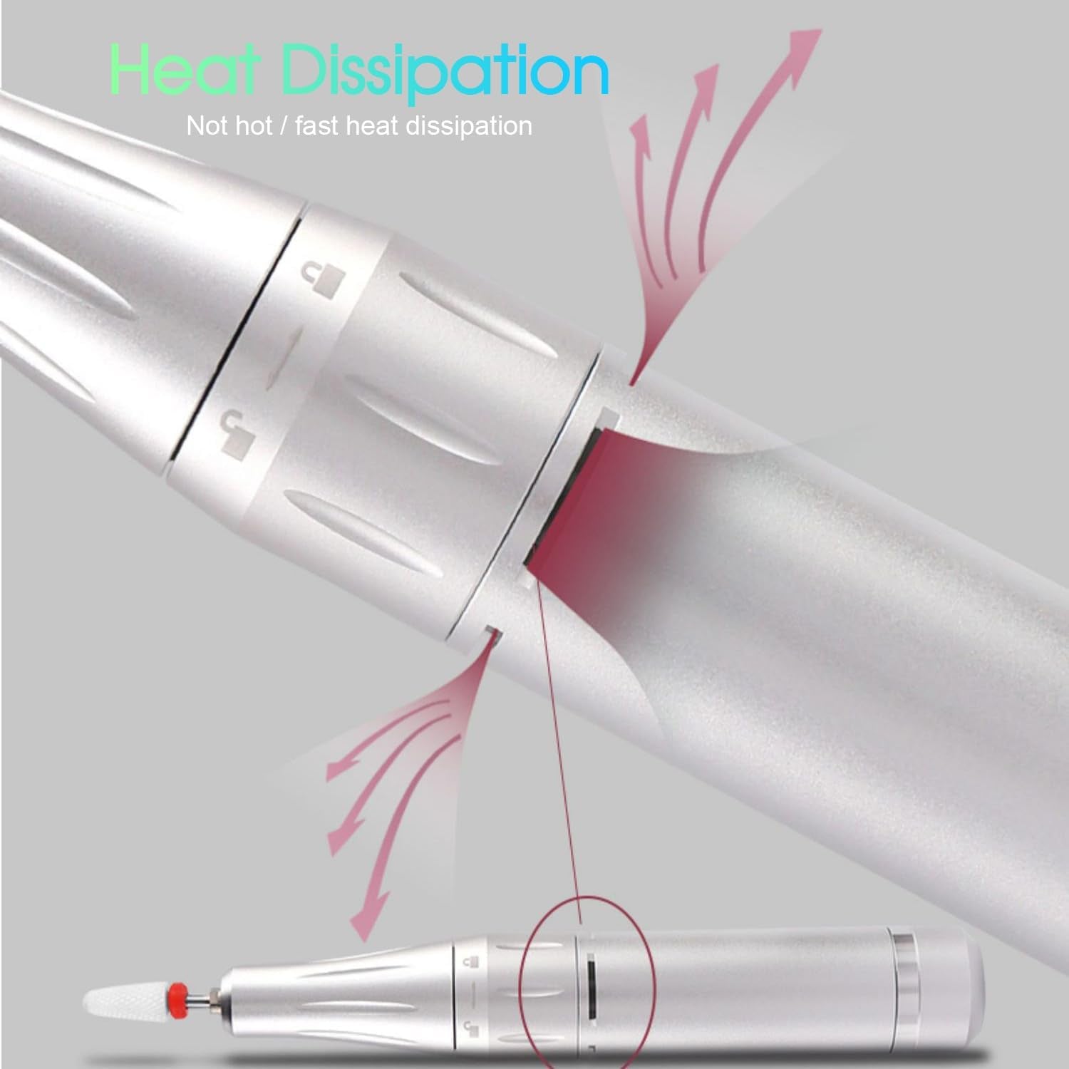 35,000 RPM Rechargeable Portable Nail Drill Machine – Professional E-File for Manicure & Pedicure (Silver)