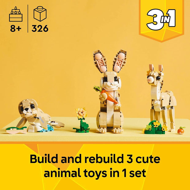 Creator 3-in-1 Cute Bunny Toy – Build a Rabbit, Llama, or Seal | Fun Construction Kit for Kids Ages 8+