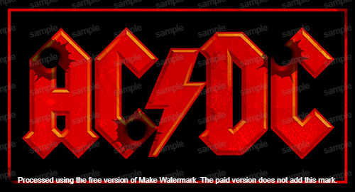 Red 'AC/DC' logo Rusted Look