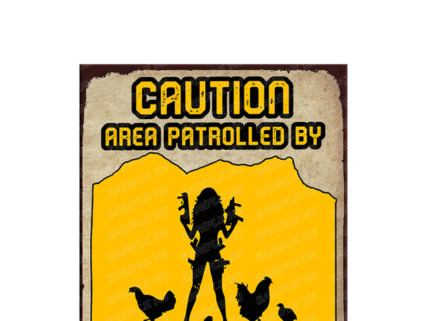 AREA PATROLLED Vintage Retro Home Wall Shed Garage Chicken Décor Bar Wall Tin Metal Signs