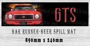 THE GTS Aussie Beer Spill Mat (890mm x 240mm) BAR RUNNER Man Cave Pub Rubber