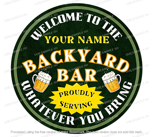 Personalized Sign, Patio Bar and Grill Sign, Backyard Décor