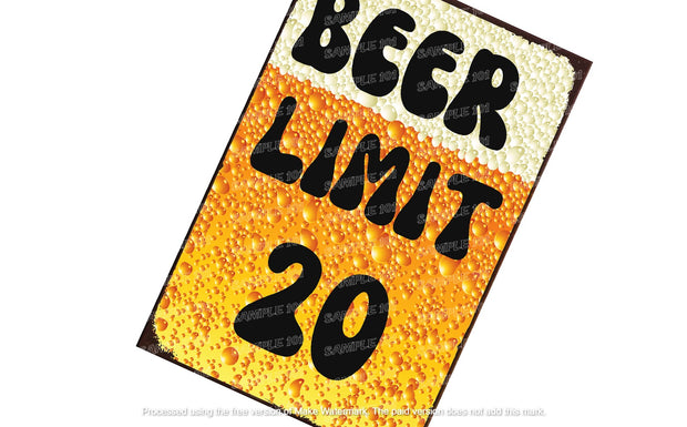 BEER LIMIT 20 Retro Rustic Look Vintage Tin Metal Sign Man Cave, Shed-Garage, and Bar