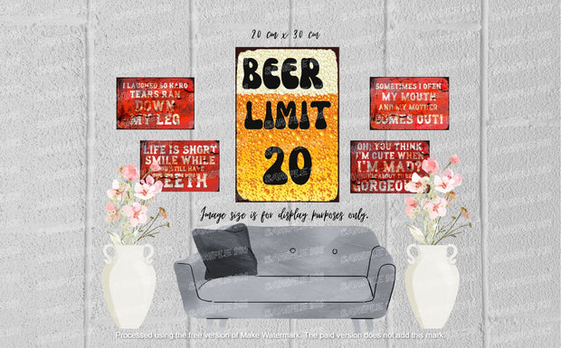 BEER LIMIT 20 Retro Rustic Look Vintage Tin Metal Sign Man Cave, Shed-Garage, and Bar