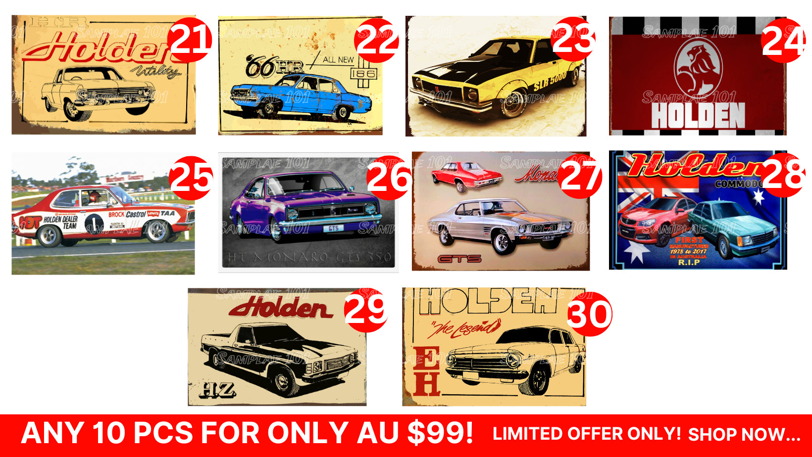 Bulk Buy-Holden Signs 10 Designs Retro/ Vintage Tin Metal Sign Man Cave, Wall Home Décor, Shed-Garage, and Bar