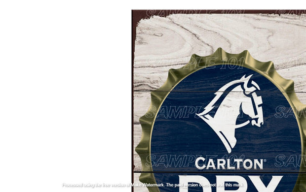 CARLTON BOTTLE CAP Retro Rustic Look Vintage Tin Metal Sign Man Cave, Shed-Garage, and Bar