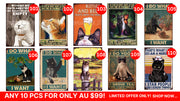 Cat Signs- Buy Any 10 Designs Retro/ Vintage Tin Metal Sign Man Cave, Wall Home Décor, Shed-Garage, and Bar