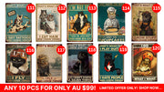 Cat Signs- Buy Any 10 Designs Retro/ Vintage Tin Metal Sign Man Cave, Wall Home Décor, Shed-Garage, and Bar