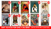 Cat Signs- Any 10 Designs Retro/ Vintage Tin Metal Sign Man Cave, Wall Home Décor, Shed-Garage, and Bar