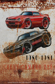 CHEVY CAMARO Z28 Rustic Look Home Wall Décor Reproduction Bar Wall Vehicle Tin Metal Signs