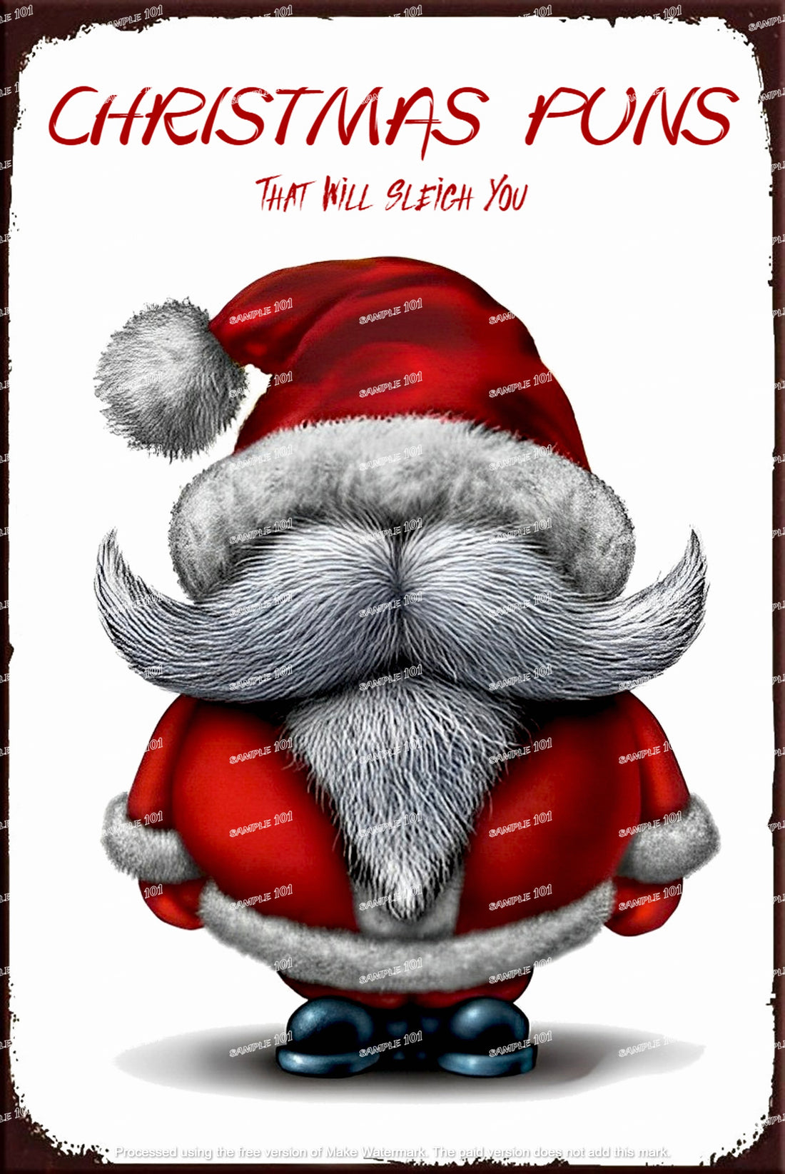 CHRISTMAS PUNS Santa Claus Vintage Rustic Look Home Wall Décor Bar Wall Tin Metal Signs