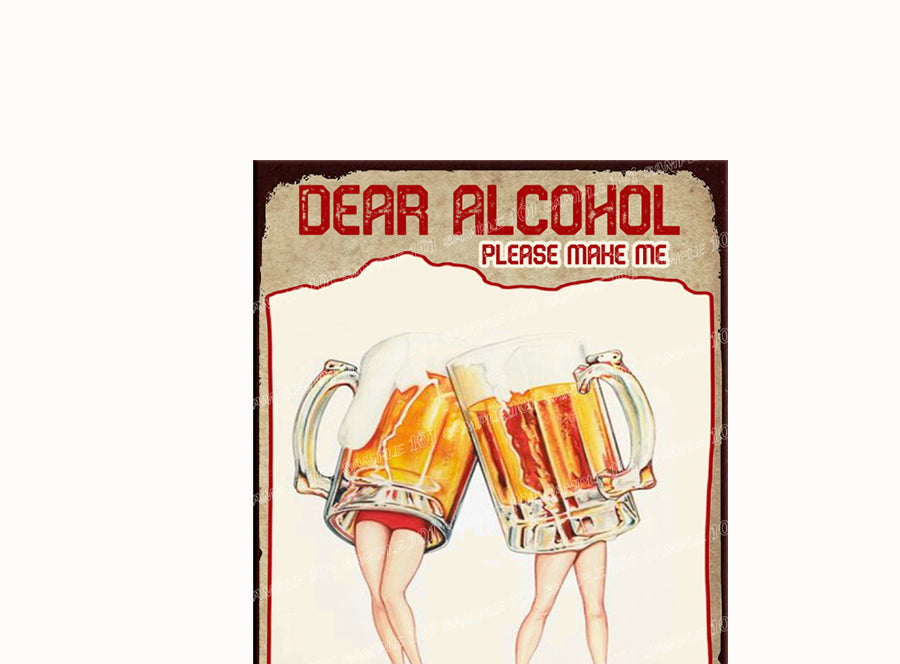 DEAR ALCOHOL Vintage Retro Home Wall Shed Garage Funny Décor Bar Wall Tin Metal Signs