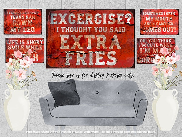 EXTRA FRIES Vintage Retro Home Wall Shed Garage Poster Décor Bar Wall Tin Metal Signs