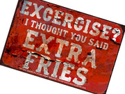 EXTRA FRIES Vintage Retro Home Wall Shed Garage Poster Décor Bar Wall Tin Metal Signs