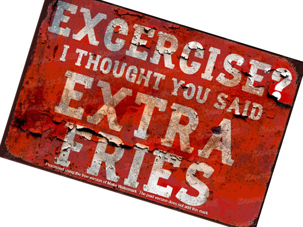 EXTRA FRIES Vintage Retro Home Wall Shed Garage Poster Décor Bar Wall Tin Metal Signs