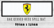 FERRARI LOGO Menu Bar Runner (890mm x 240mm) Home Cafe Shop Barware Bar Mat