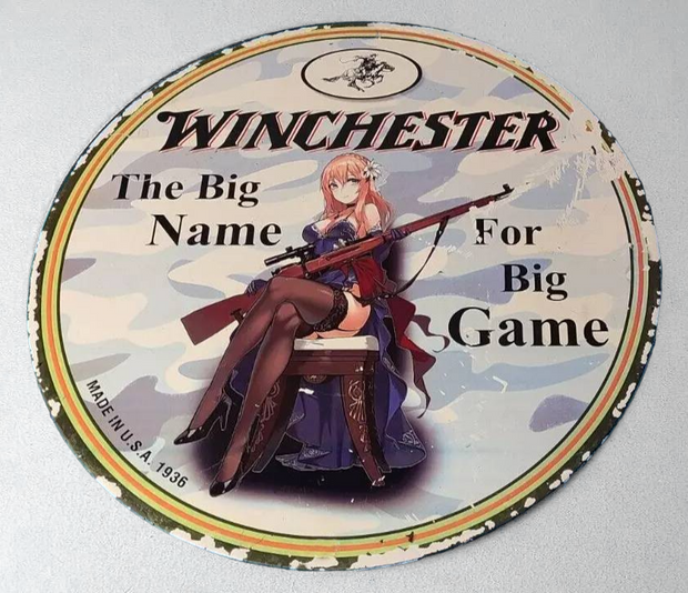 Vintage Retro Round Winchester Omega Union Gasoline Kelly Tires Blaster Wesson Lubricants Colt Dr. Pepper Juicy Fruit Decorative Metal Sign