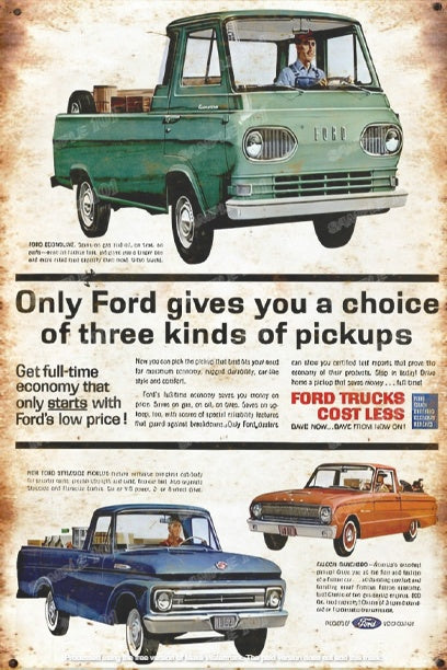 FORD PICKUPS Retro Vintage Rustic Look Home Shed-Garage Reproduction Bar Wall Tin Metal Signs