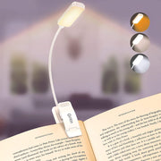 Gritin 9 LED Clip On Book Light, 3 Eye-Protecting Modes Flexible Reading Light Book Lamp (Warm&Cool White Light) -Stepless Dimming, Rechargeable, Long Battery Life, 4-Level Power Indicator