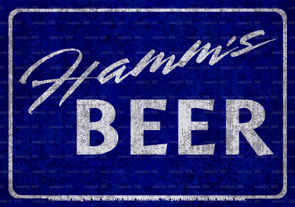 Vintage metal sign featuring the classic HAMM'S beer logo and branding with a distressed, weathered finish. The design includes bold colors and retro typography, evoking mid-century advertising. The sign has pre-drilled holes for easy hanging."