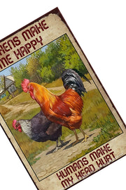 HEAD HURT Vintage Retro Home Wall Chicken Poster Décor Bar Wall Tin Metal Signs