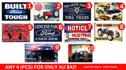 Ford Signs- Any 4 Designs Retro/ Vintage Tin Metal Sign Man Cave, Wall Home Décor, Shed-Garage, and Bar