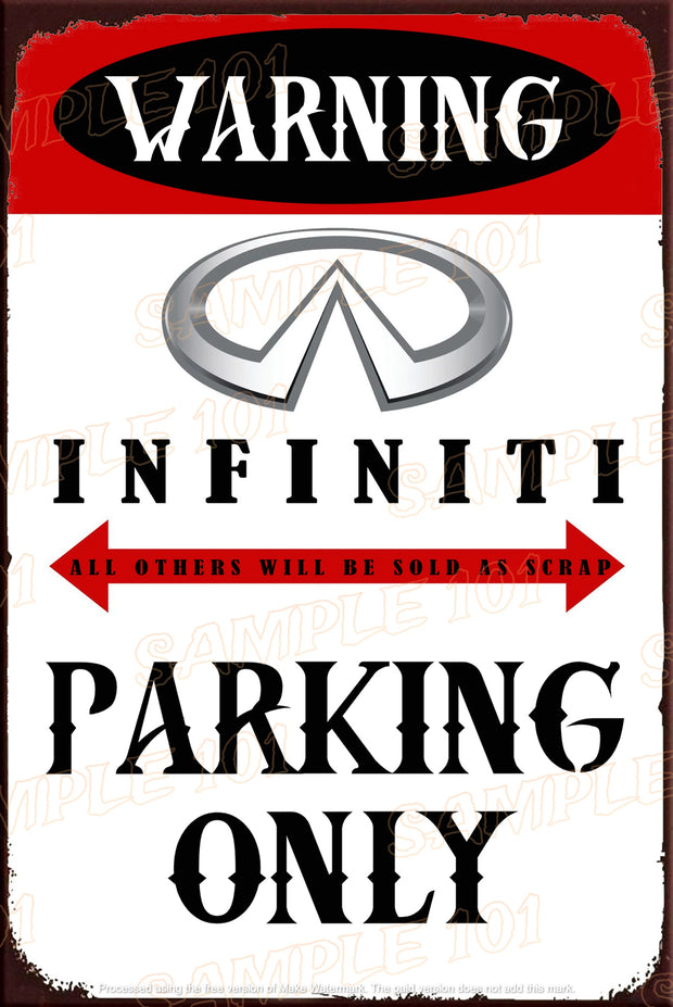 INFINITI PARKING Rustic Look Home Vehicle Wall Décor Reproduction Bar Wall Tin Metal Signs