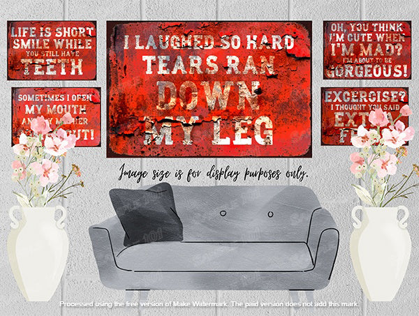LAUGHED SO HARD Vintage Retro Home Wall Shed Garage Poster Décor Bar Wall Tin Metal Signs