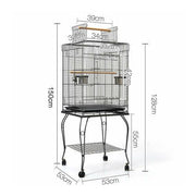 ** Elegant Large Bird Cage Parrot Aviary 150cm with Stand, Wheels, and Feeders**