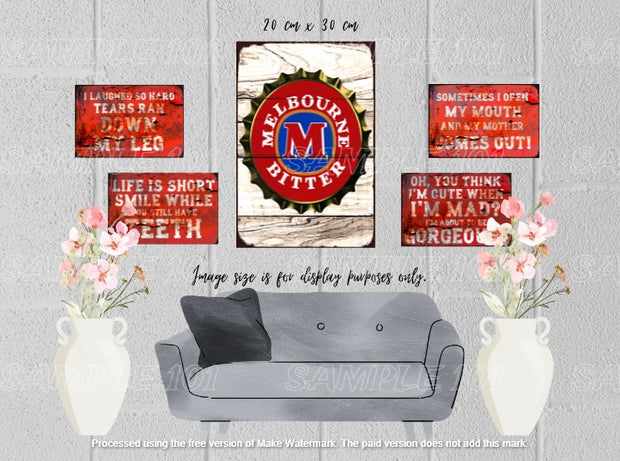 MB BOTTLE CAP Retro Rustic Look Vintage Tin Metal Sign Man Cave, Shed-Garage, and Bar