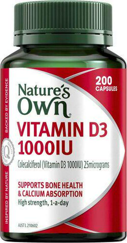 Nature's Own Vitamin D3 1000IU - Aids Calcium Absorption - Supports Healthy Bone