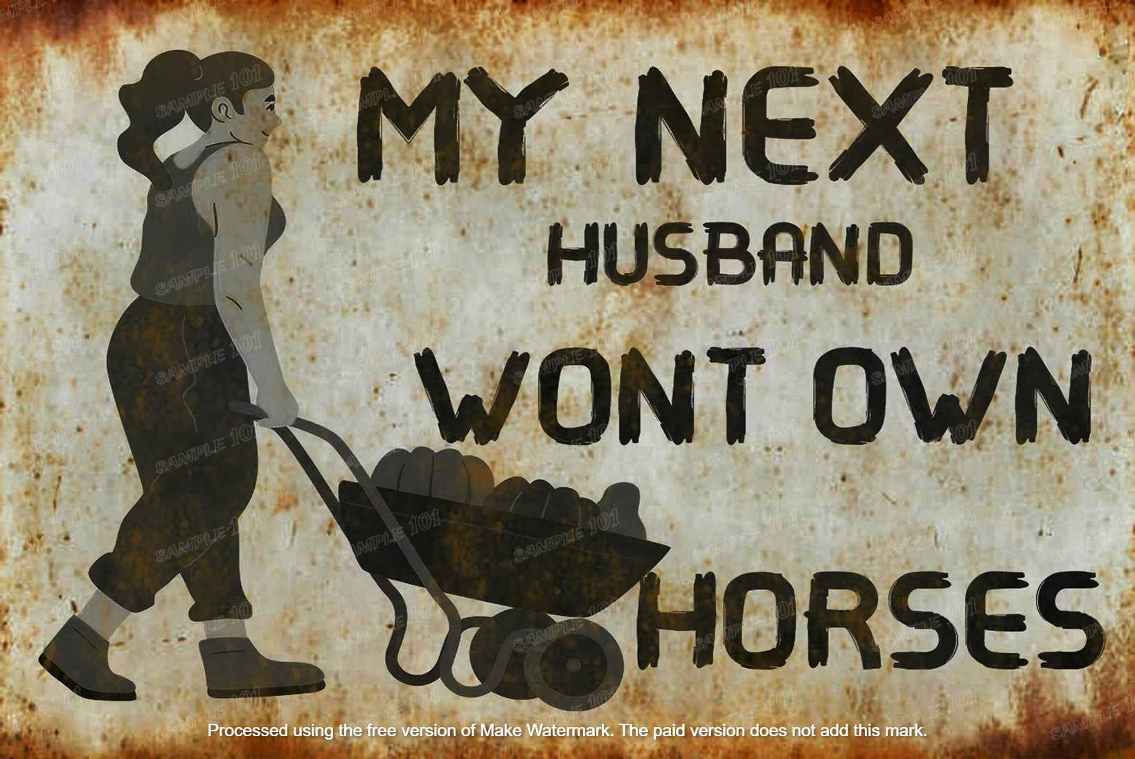 WON'T OWN HORSES Rustic Look Home Warning Wall Décor Reproduction Bar Wall Tin Metal Signs