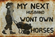 WON'T OWN HORSES Rustic Look Home Warning Wall Décor Reproduction Bar Wall Tin Metal Signs