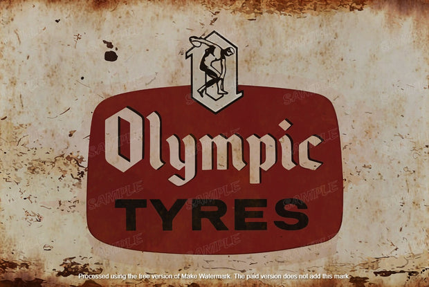 OLYMPIC TYRES Retro Vintage Rustic Look Home Classic Shed Garage Reproduction Bar Wall Tin Metal Signs