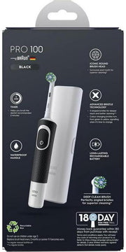 Oral-B Pro 100 Deep Clean Electric Toothbrush, Black - Clinically Proven Plaque Removal