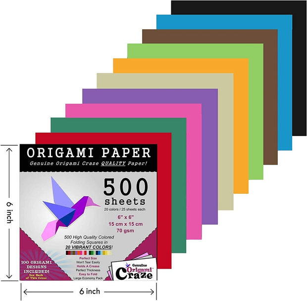Origami Paper 500 Sheets, Premium Quality For Arts And Crafts, 6-inch Square She