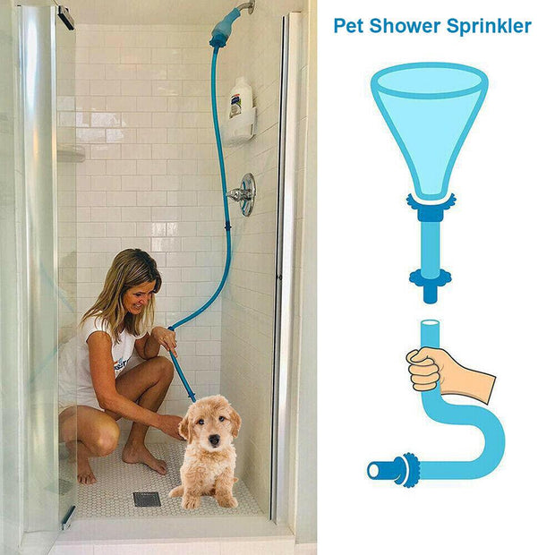Pet Shower Connector Wash Hose Attachment Sprinkler Handheld Rinser Dogs Bathing