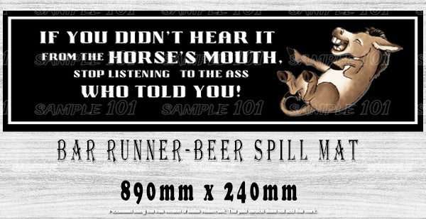 STOP LISTENING Aussie Beer Spill Mat (890mm x 240mm) BAR RUNNER Man Cave Pub Rubber