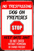 STOP NO TRESPASSING Rustic Look Shed Garage Indoor Outdoor Plaque Warning Metal Sign
