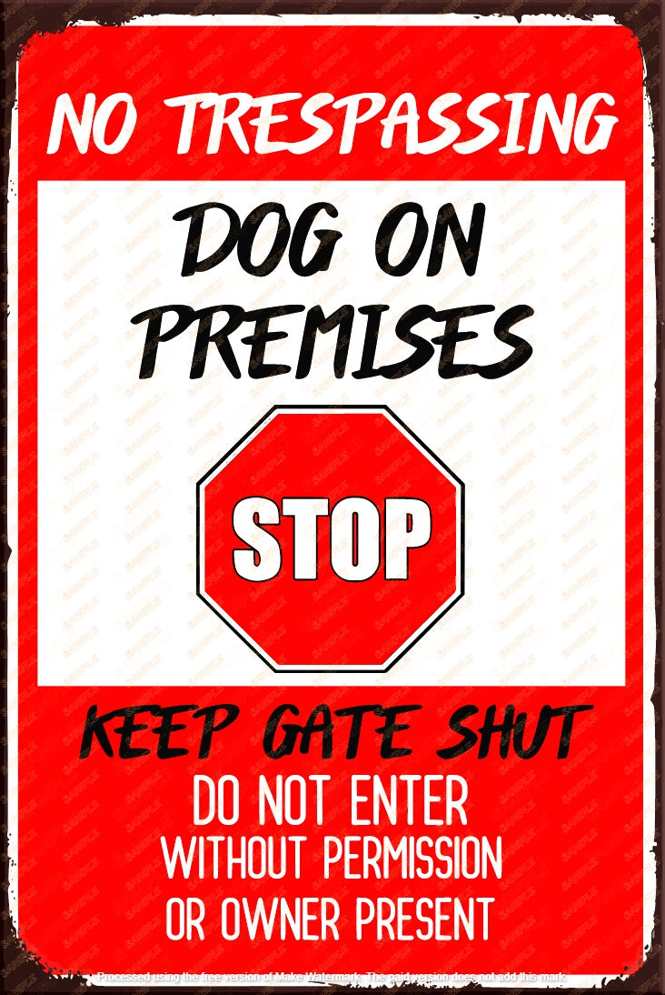 STOP NO TRESPASSING Rustic Look Shed Garage Indoor Outdoor Plaque Warning Metal Sign