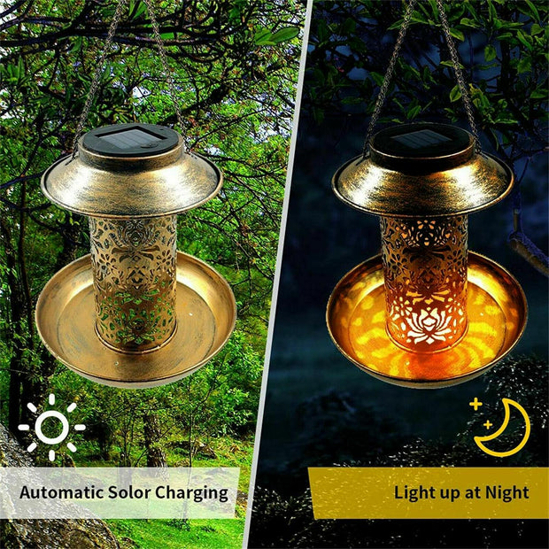 Solar Powered Bird Feeder Light Hanging Outdoor Solar Lamp for Your Feathered Friends