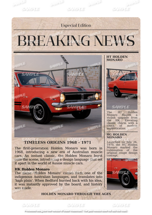 Monaro Timeless Origin Home Cafe Vintage Retro Look Shop Man Cave Decor Tin Metal Sign