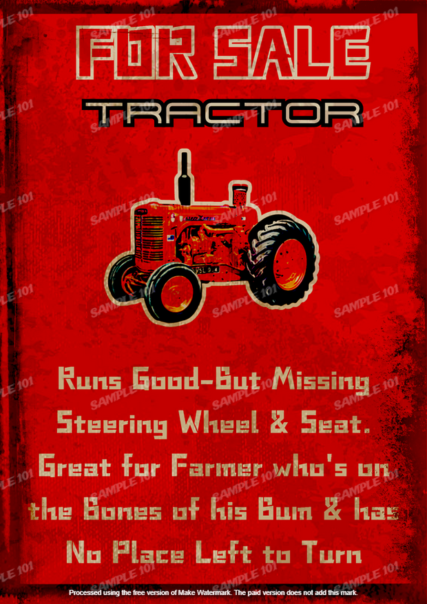 FOR SALE Vintage/Retro Garage Rustic Look Tractor Metal Tin Sign Man Cave, Shed & Bar