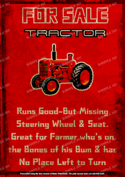 FOR SALE Vintage/Retro Garage Rustic Look Tractor Metal Tin Sign Man Cave, Shed & Bar