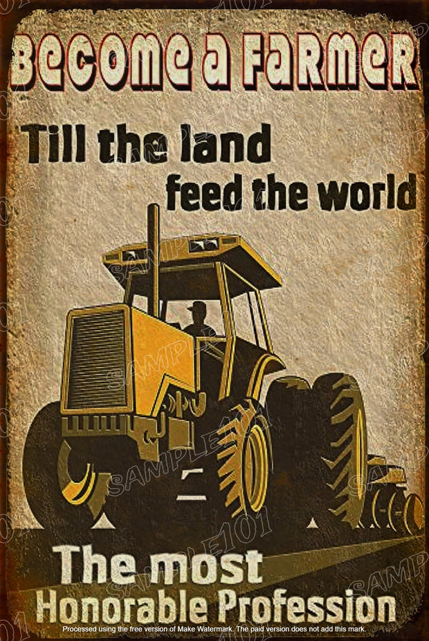 TILL THE LAND Rustic Look Home Wall Décor Bar Wall Tin Metal Signs