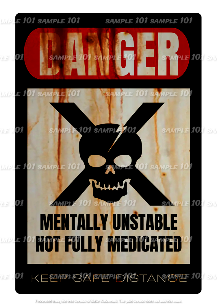 Rustic tin metal sign with 'UNSTABLE' warning design, featuring distressed typography and a weathered finish. Perfect for adding edgy décor to home bars, music rooms, cafés, or shops.