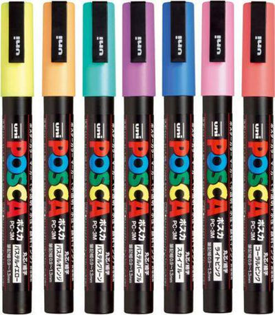 Uni Posca Paint Marker Pen, Fine Point, Set Of 7 Natural Color (PC-3M 7C),Origin
