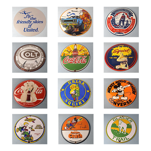 Vintage Retro Round Plymouth Colt Coca-Cola Squirt Drink Converse Aviation Decorative Metal Sign